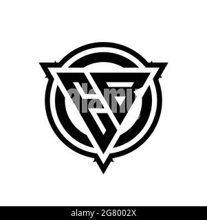 EB logo with triangle shape and circle with outline rounded design template isolated on white background Stock Vector