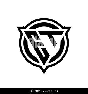 ET logo with triangle shape and circle with outline rounded design template isolated on white background Stock Vector