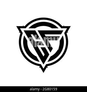 EF logo with triangle shape and circle with outline rounded design template isolated on white background Stock Vector