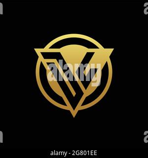DL logo monogram with triangle shape and circle rounded style isolated on gold colors and black background design template Stock Vector