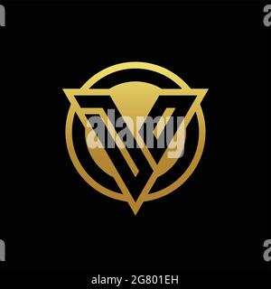 DO logo monogram with triangle shape and circle rounded style isolated on gold colors and black background design template Stock Vector