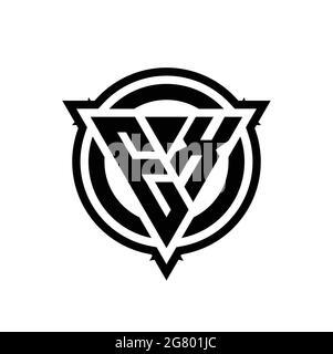EX logo with triangle shape and circle with outline rounded design template isolated on white background Stock Vector