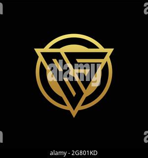 BS logo monogram with triangle shape and circle rounded style isolated on gold colors and black background design template Stock Vector
