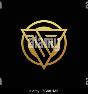 DR logo monogram with triangle shape and circle rounded style isolated on gold colors and black background design template Stock Vector