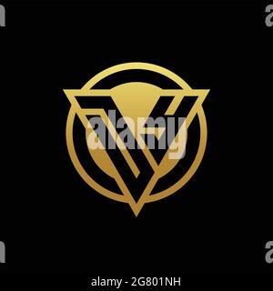 DY logo monogram with triangle shape and circle rounded style isolated on gold colors and black background design template Stock Vector