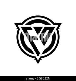 FO logo with triangle shape and circle with outline rounded design template isolated on white background Stock Vector