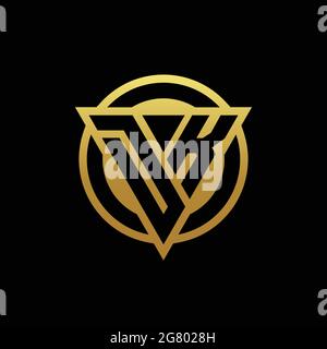 DK logo monogram with triangle shape and circle rounded style isolated on gold colors and black background design template Stock Vector