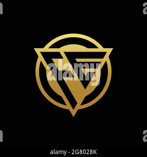 FE logo monogram with triangle shape and circle rounded style isolated on gold colors and black background design template Stock Vector