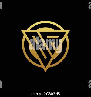 BR logo monogram with triangle shape and circle rounded style isolated on gold colors and black background design template Stock Vector