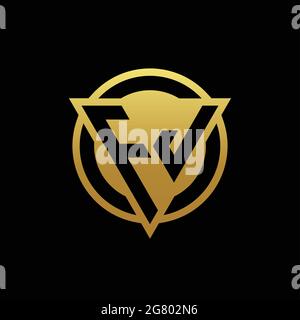 FJ logo monogram with triangle shape and circle rounded style isolated on gold colors and black background design template Stock Vector