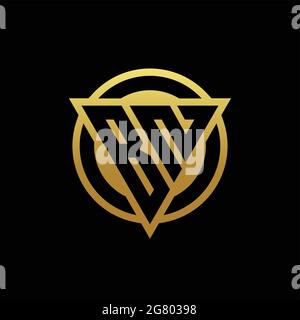 BN logo monogram with triangle shape and circle rounded style isolated on gold colors and black background design template Stock Vector