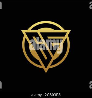 GE logo monogram with triangle shape and circle rounded style isolated on gold colors and black background design template Stock Vector