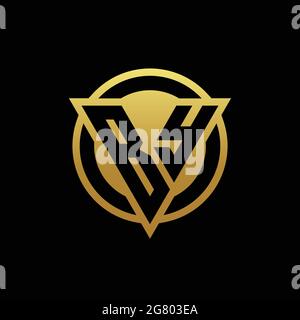 BY logo monogram with triangle shape and circle rounded style isolated on gold colors and black background design template Stock Vector
