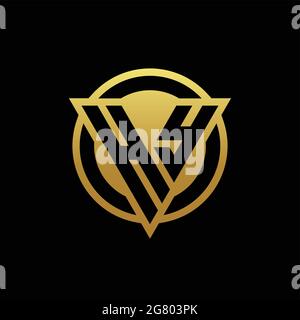HY logo monogram with triangle shape and circle rounded style isolated on gold colors and black background design template Stock Vector