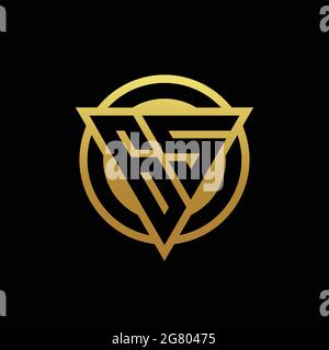 GS logo monogram with triangle shape and circle rounded style isolated on gold colors and black background design template Stock Vector