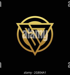 GD logo monogram with triangle shape and circle rounded style isolated on gold colors and black background design template Stock Vector