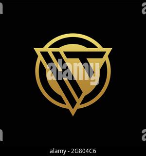 HT logo monogram with triangle shape and circle rounded style isolated on gold colors and black background design template Stock Vector