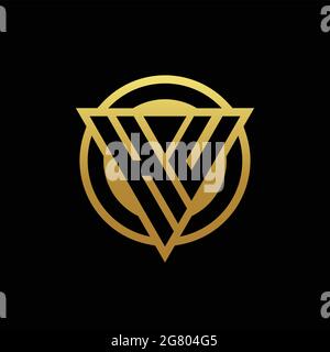 HU logo monogram with triangle shape and circle rounded style isolated on gold colors and black background design template Stock Vector