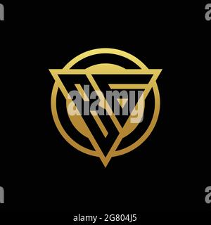 BG logo monogram with triangle shape and circle rounded style isolated on gold colors and black background design template Stock Vector