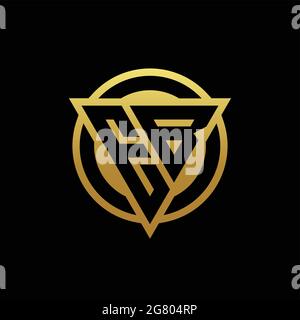 EB logo monogram with triangle shape and circle rounded style isolated on gold colors and black background design template Stock Vector