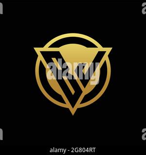 BJ logo monogram with triangle shape and circle rounded style isolated on gold colors and black background design template Stock Vector