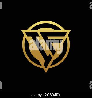 IF logo monogram with triangle shape and circle rounded style isolated on gold colors and black background design template Stock Vector