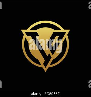 IC logo monogram with triangle shape and circle rounded style isolated on gold colors and black background design template Stock Vector