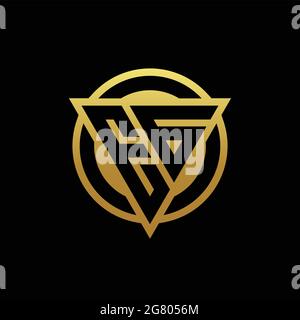 EG logo monogram with triangle shape and circle rounded style isolated on gold colors and black background design template Stock Vector