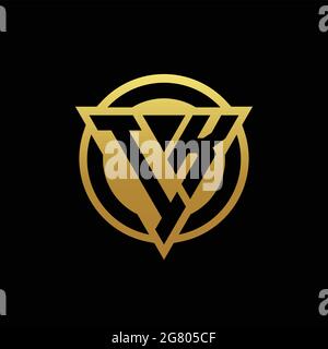 IK logo monogram with triangle shape and circle rounded style isolated on gold colors and black background design template Stock Vector