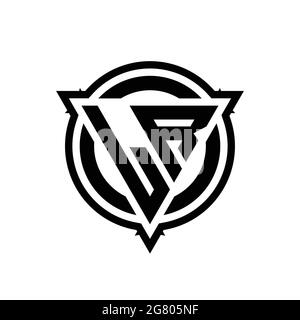 LR logo with triangle shape and circle with outline rounded design template isolated on white background Stock Vector