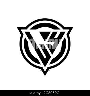 LY logo with triangle shape and circle with outline rounded design template isolated on white background Stock Vector