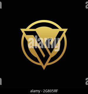 JJ logo monogram with triangle shape and circle rounded style isolated on gold colors and black background design template Stock Vector