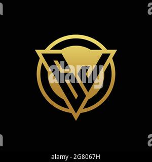 GJ logo monogram with triangle shape and circle rounded style isolated on gold colors and black background design template Stock Vector