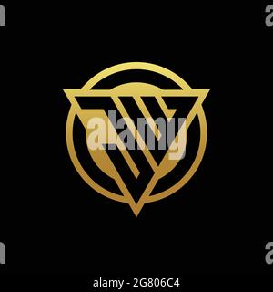 JW logo monogram with triangle shape and circle rounded style isolated on gold colors and black background design template Stock Vector