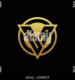 GA logo monogram with triangle shape and circle rounded style isolated on gold colors and black background design template Stock Vector