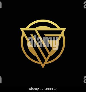 NF logo monogram with triangle shape and circle rounded style isolated on gold colors and black background design template Stock Vector