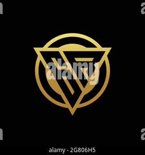 GR logo monogram with triangle shape and circle rounded style isolated on gold colors and black background design template Stock Vector