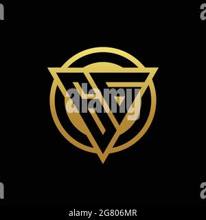 GG logo monogram with triangle shape and circle rounded style isolated on gold colors and black background design template Stock Vector