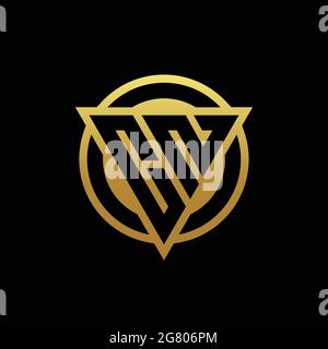 CN logo monogram with triangle shape and circle rounded style isolated on gold colors and black background design template Stock Vector