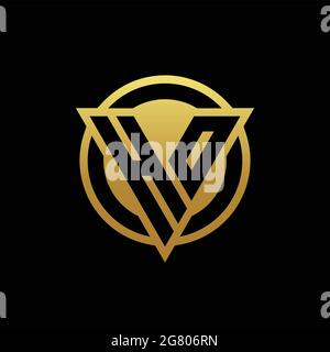 HO logo monogram with triangle shape and circle rounded style isolated on gold colors and black background design template Stock Vector