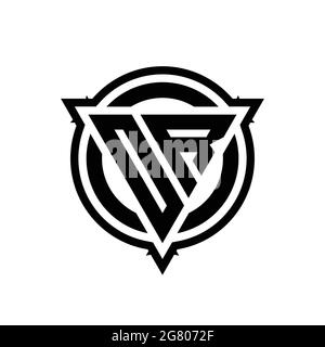 OR logo monogram with triangle shape and circle rounded style isolated on gold colors and black background design template Stock Vector