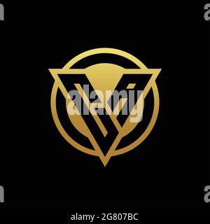 CA logo monogram with triangle shape and circle rounded style isolated on gold colors and black background design template Stock Vector