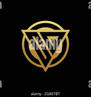 CQ logo monogram with triangle shape and circle rounded style isolated on gold colors and black background design template Stock Vector