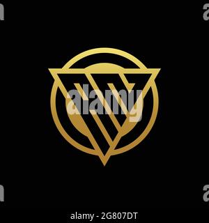 AN logo monogram with triangle shape and circle rounded style isolated on gold colors and black background design template Stock Vector