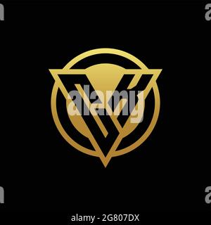 CK logo monogram with triangle shape and circle rounded style isolated on gold colors and black background design template Stock Vector