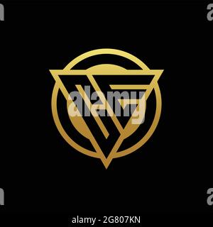 CE logo monogram with triangle shape and circle rounded style isolated on gold colors and black background design template Stock Vector