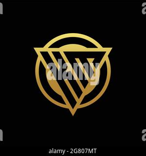 KM logo monogram with triangle shape and circle rounded style isolated on gold colors and black background design template Stock Vector