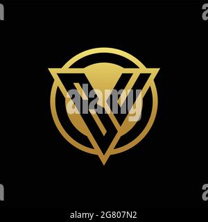 BU logo monogram with triangle shape and circle rounded style isolated on gold colors and black background design template Stock Vector