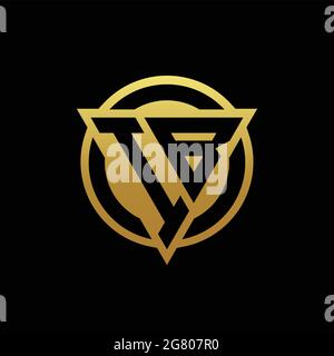 IB logo monogram with triangle shape and circle rounded style isolated on gold colors and black background design template Stock Vector