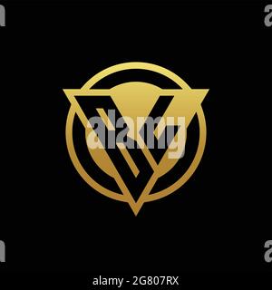 BL logo monogram with triangle shape and circle rounded style isolated on gold colors and black background design template Stock Vector